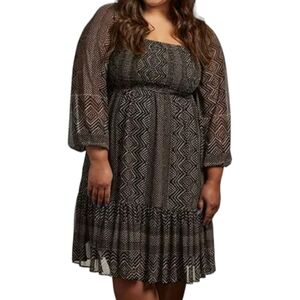 Just Taylor Mesh Animal Print Longsleeve Dress